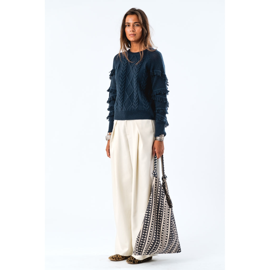 Tay Hobo Bag Dark Blue Stripe