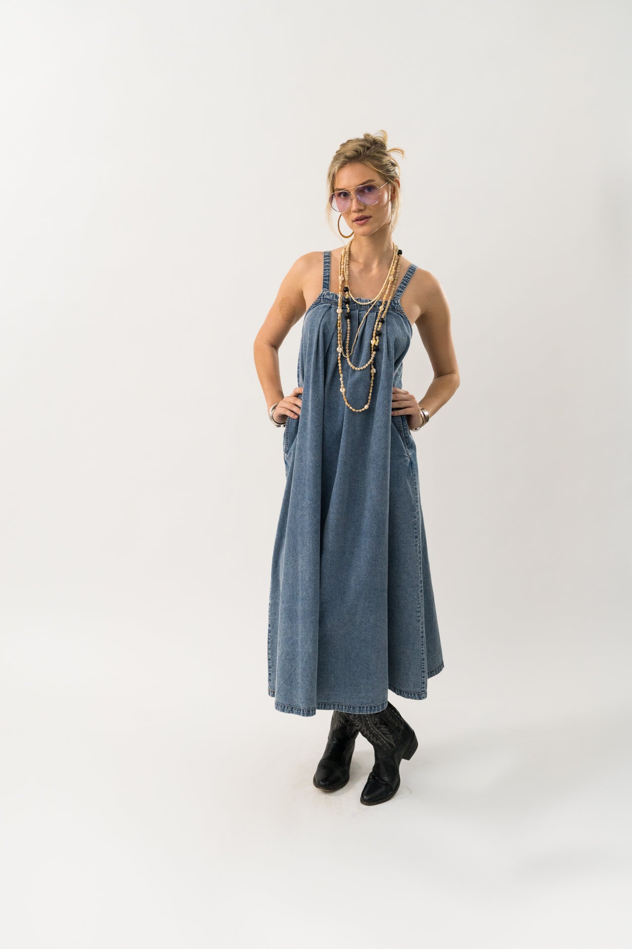 Lungo Maxi Dress Washed Denim