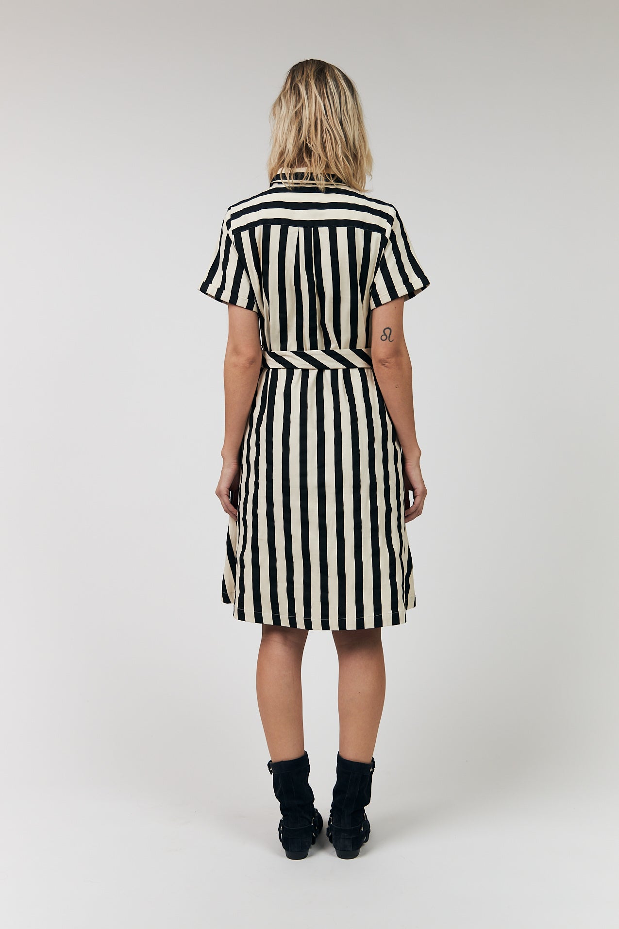 Tulle Midi Dress Black Stripe