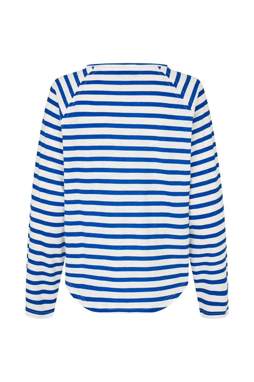 Liva Tee LS Neon Blue Stripe