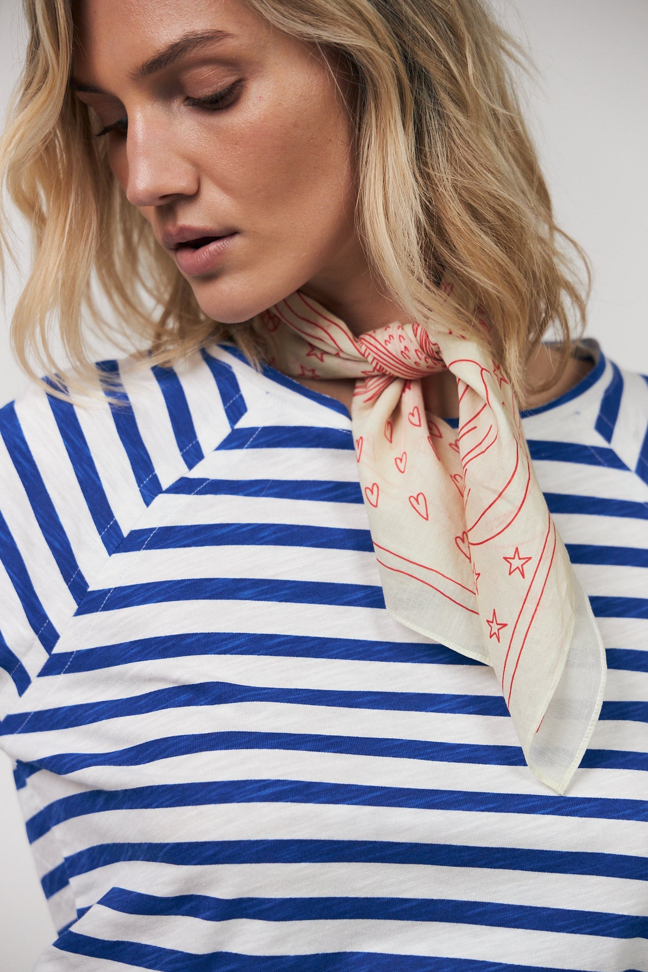 Liva Tee LS Neon Blue Stripe