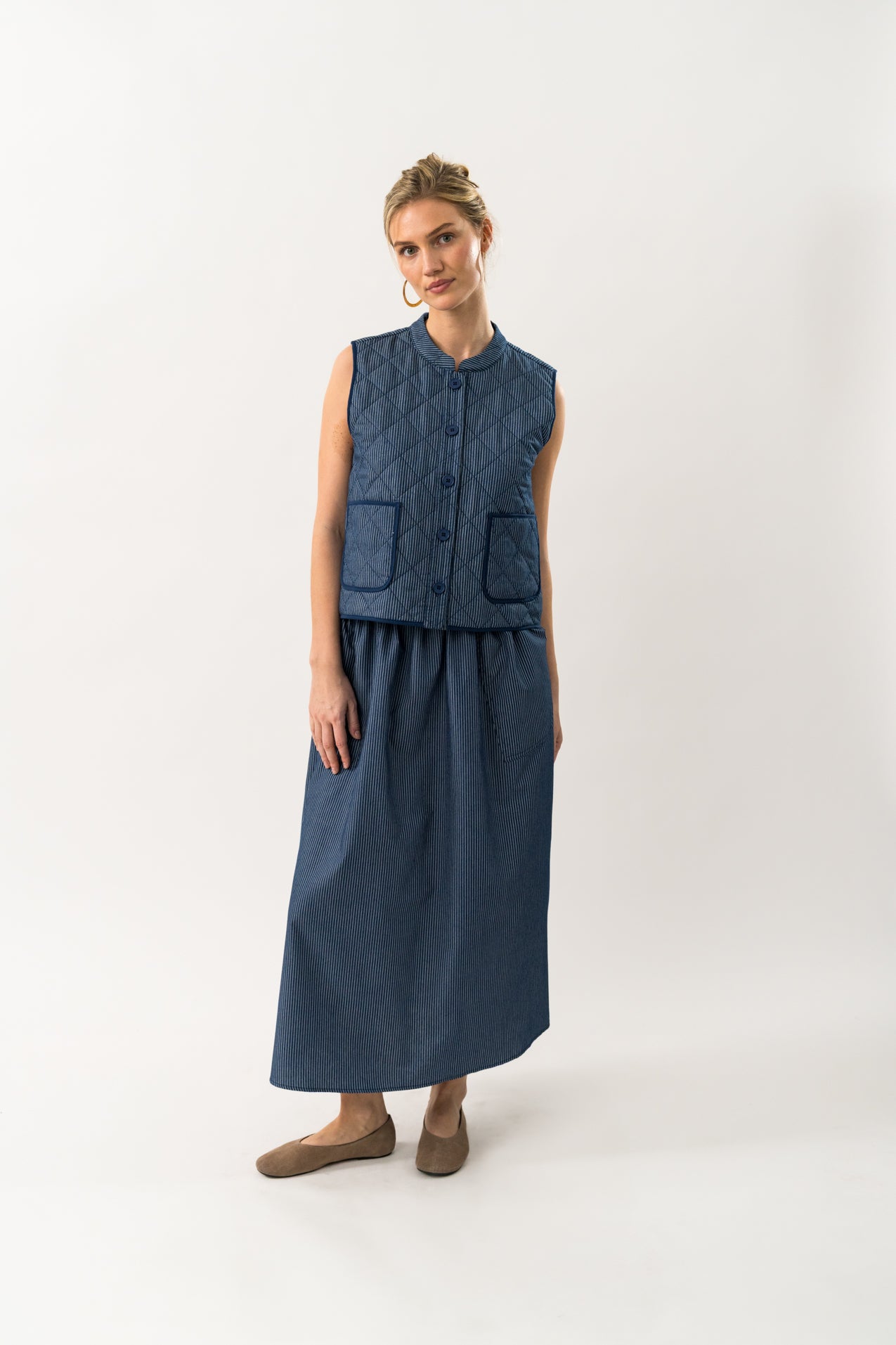 Cairo Vest Blue Stripe