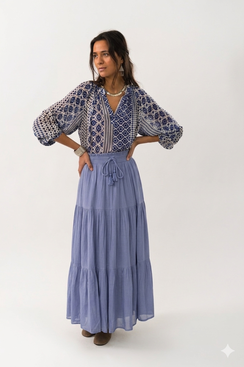 Diamond Maxi Skirt Blue