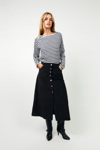 Liva Tee LS Dark Navy Stripe