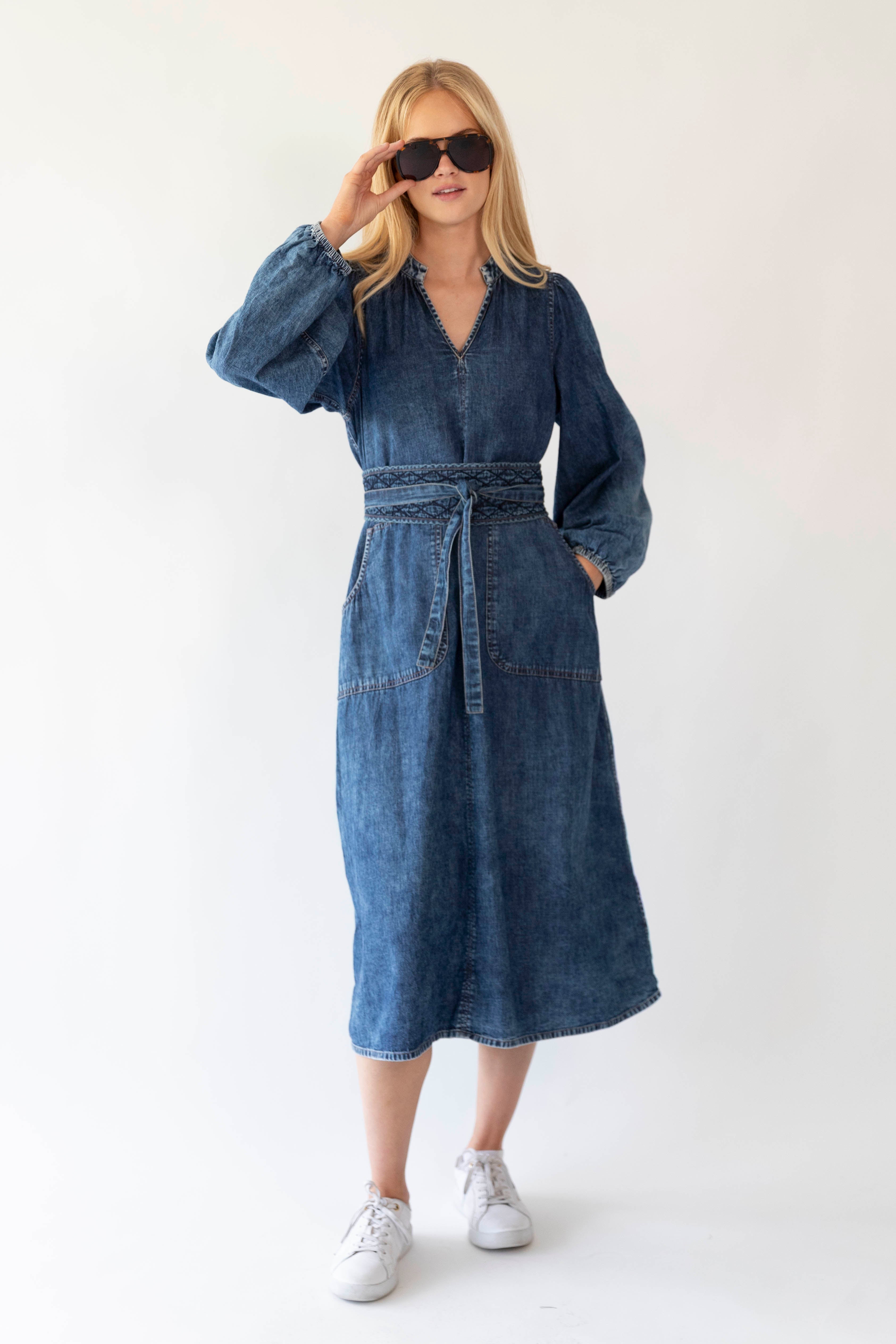 Paris Midi Dress Blue