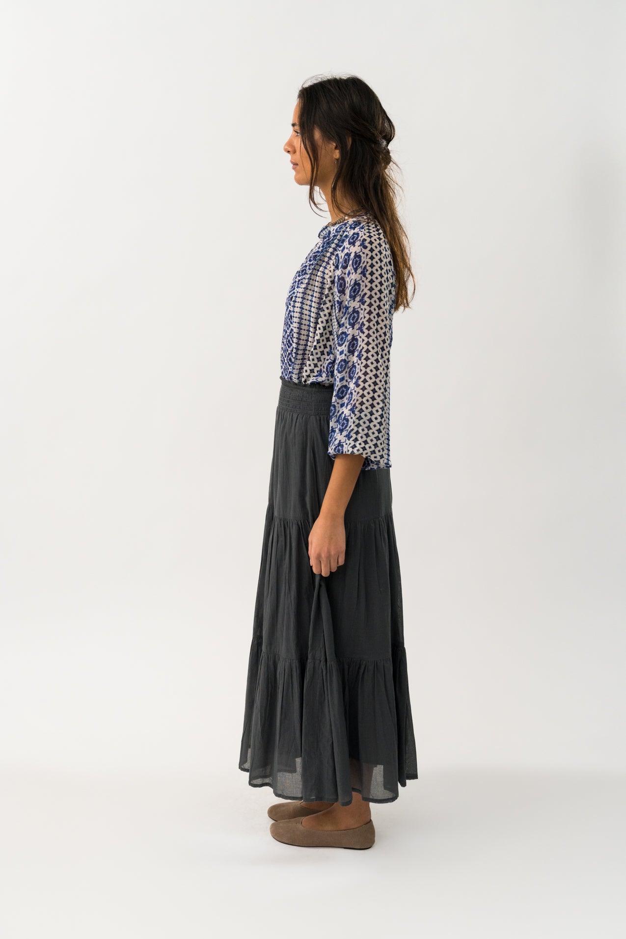 Diamond Maxi Skirt Washed Black