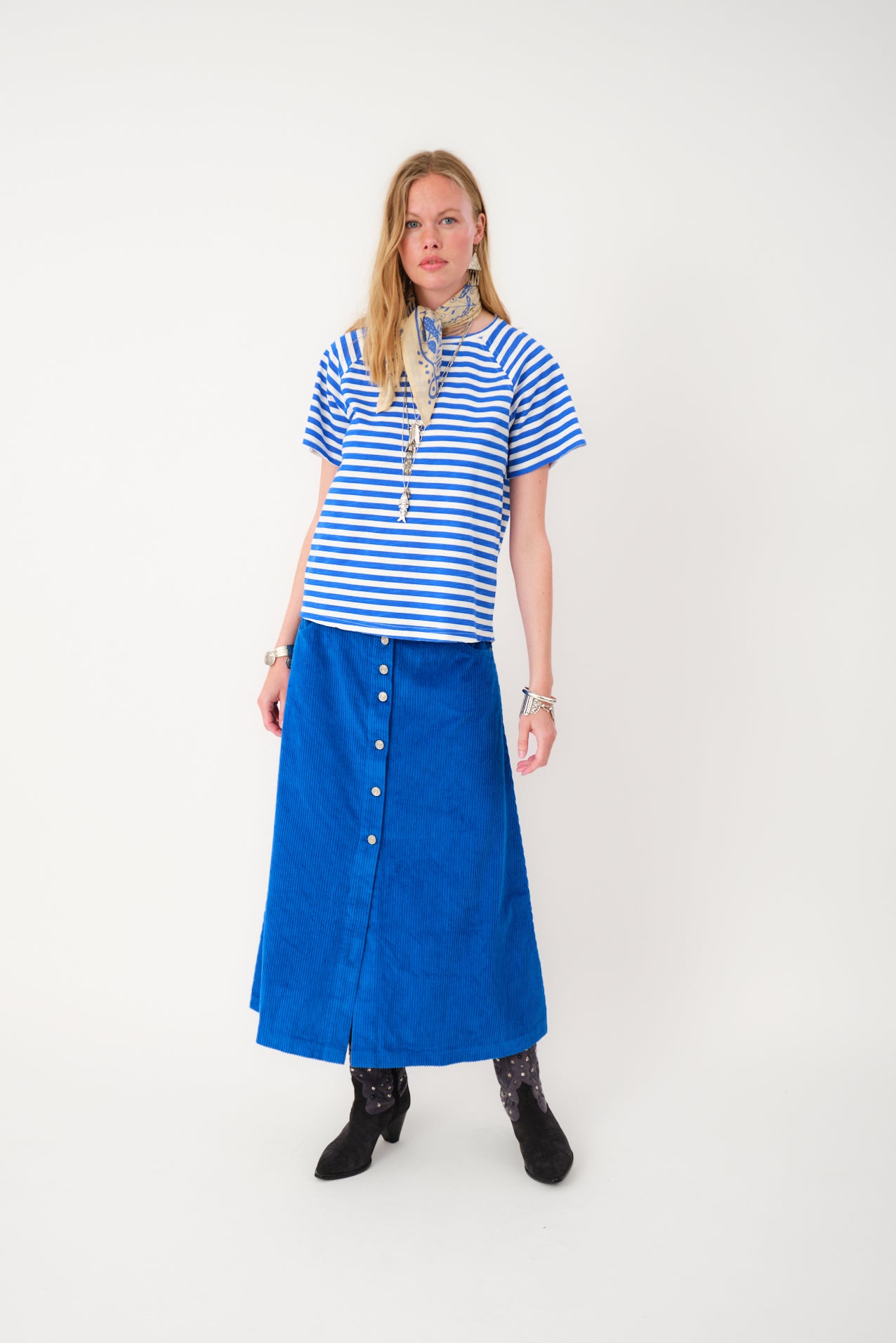 Una Maxi Skirt Neon Blue