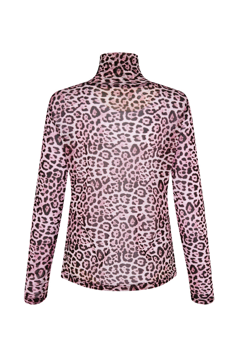 Orie High Neck Top Pink Leopard