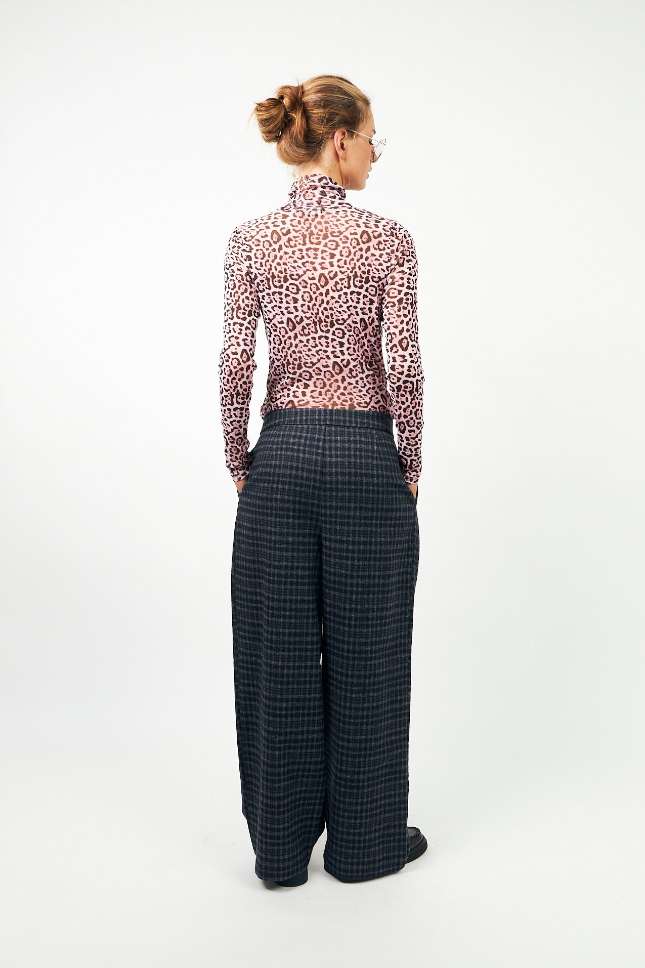 Orie High Neck Top Pink Leopard