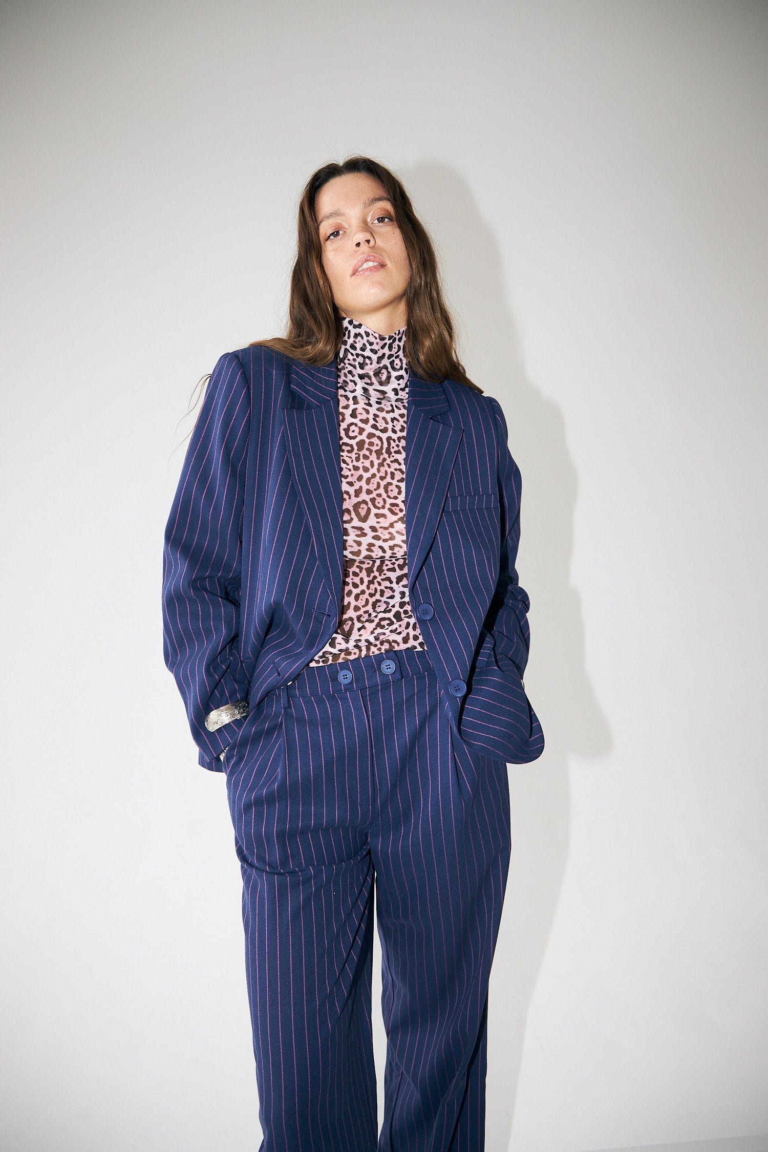 Tyler Pants Navy Pink Stripe