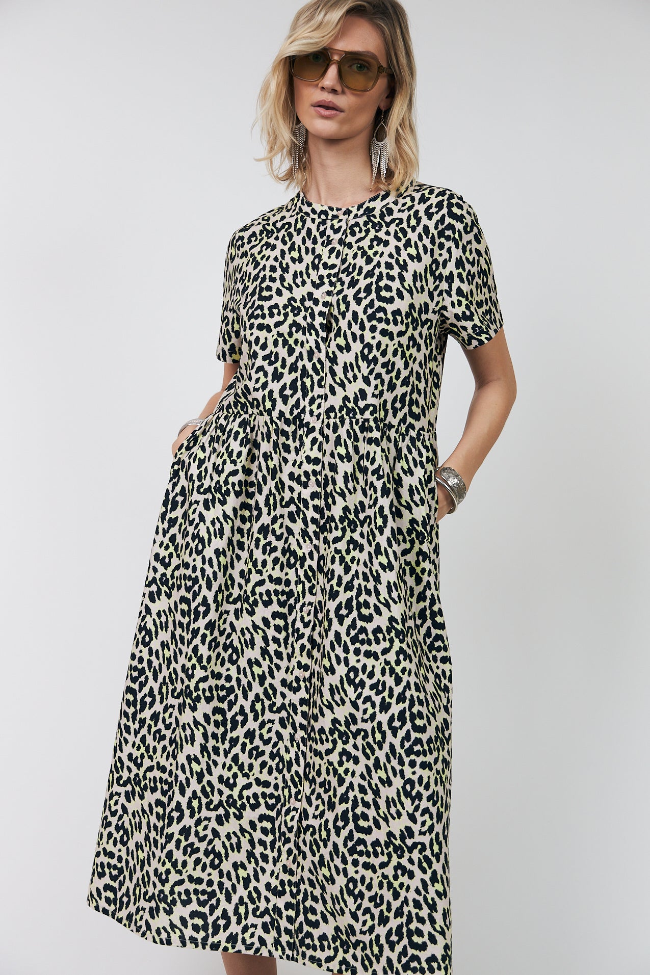 Aliya Maxi Dress Yellow Leopard