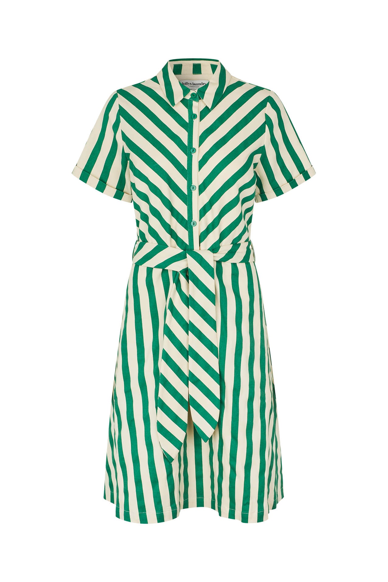 Tulle Midi Dress Green Stripe