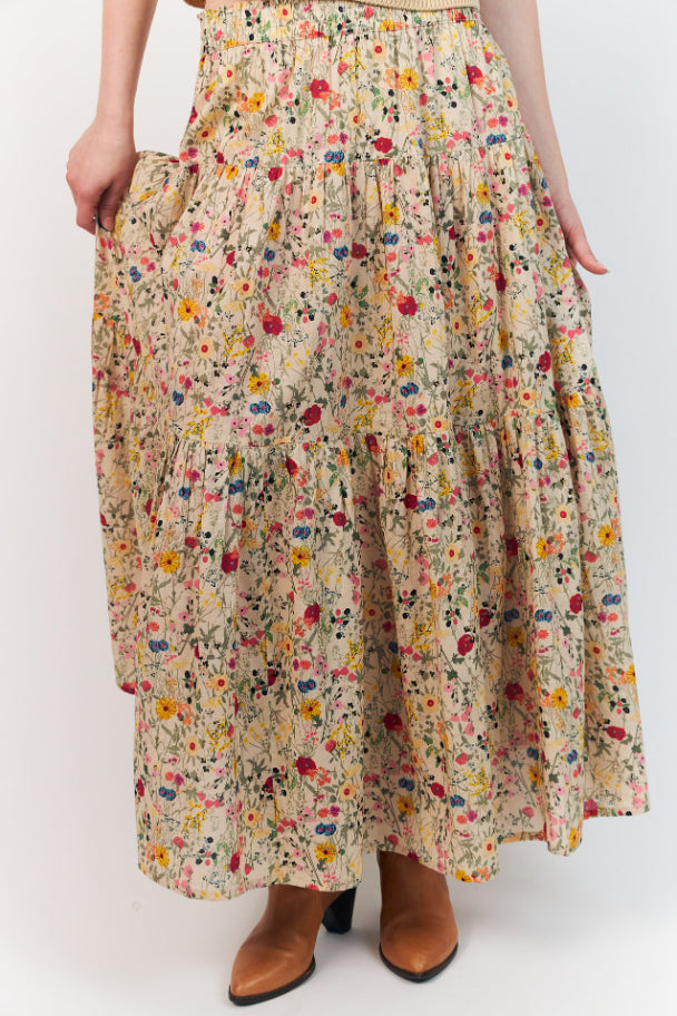 Sunset Maxi Skirt Flower Print