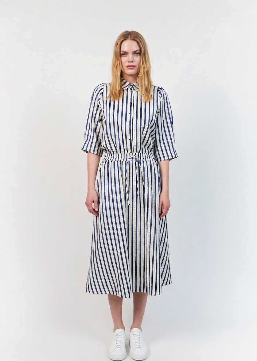 Bristol Midi Skirt Blue Stripe