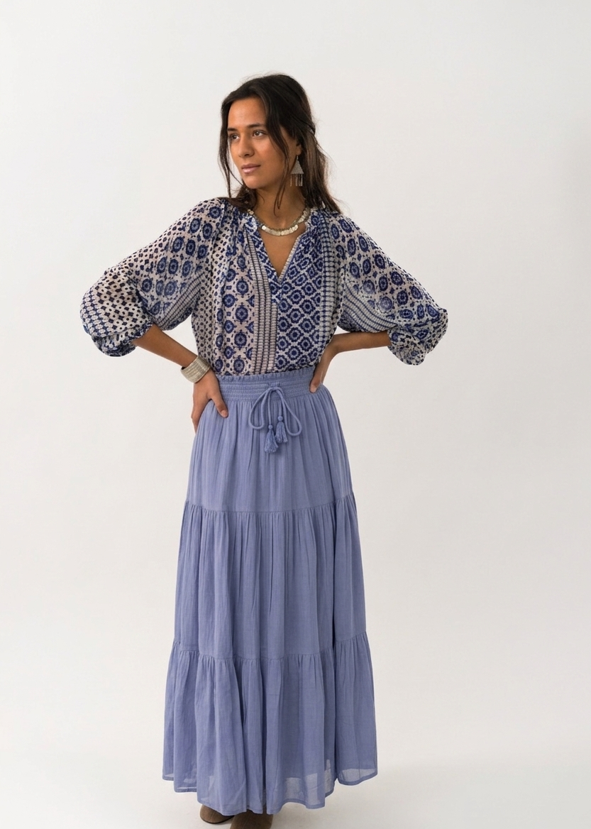 Diamond Maxi Skirt Blue