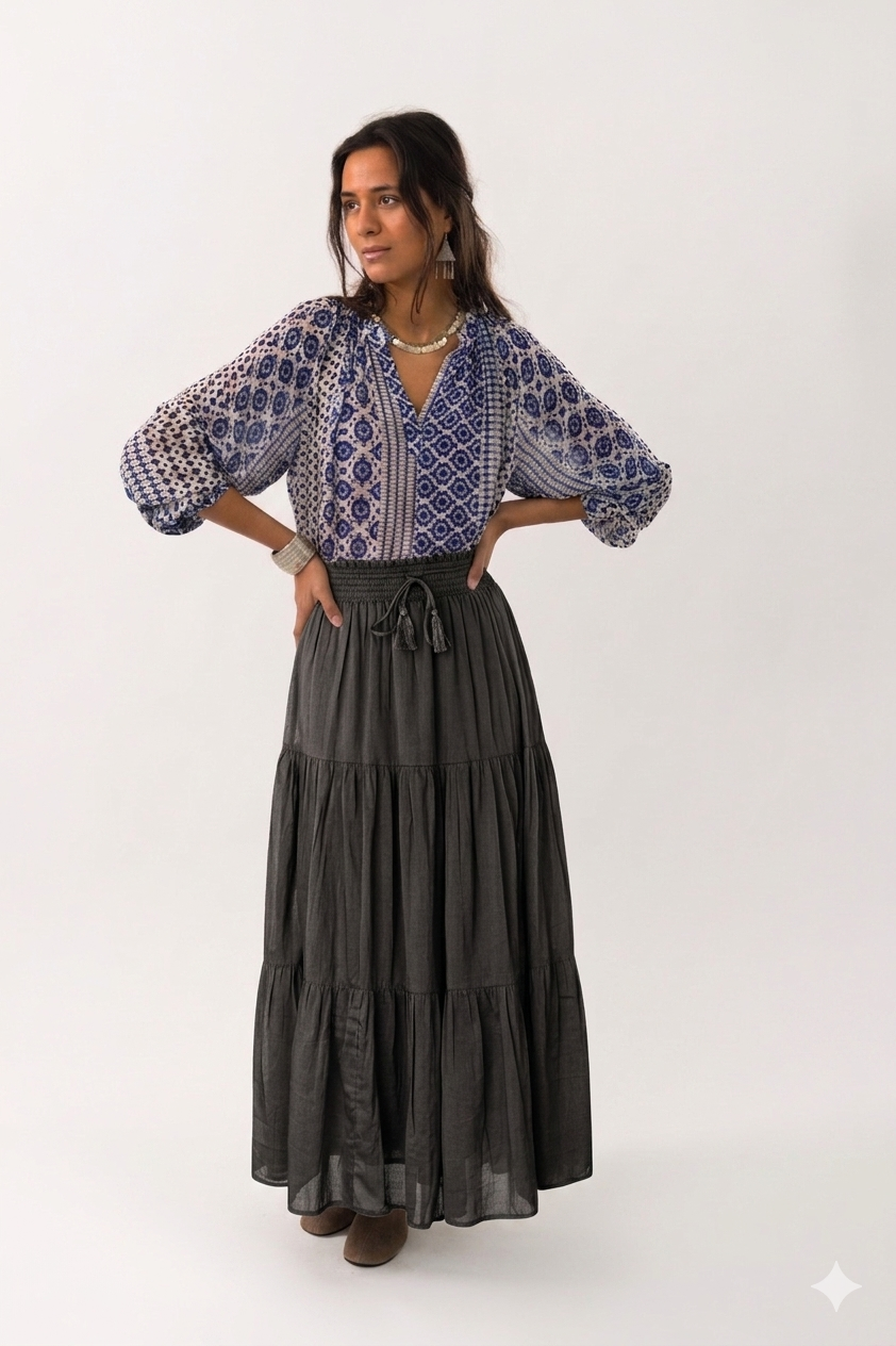 Diamond Maxi Skirt Washed Black
