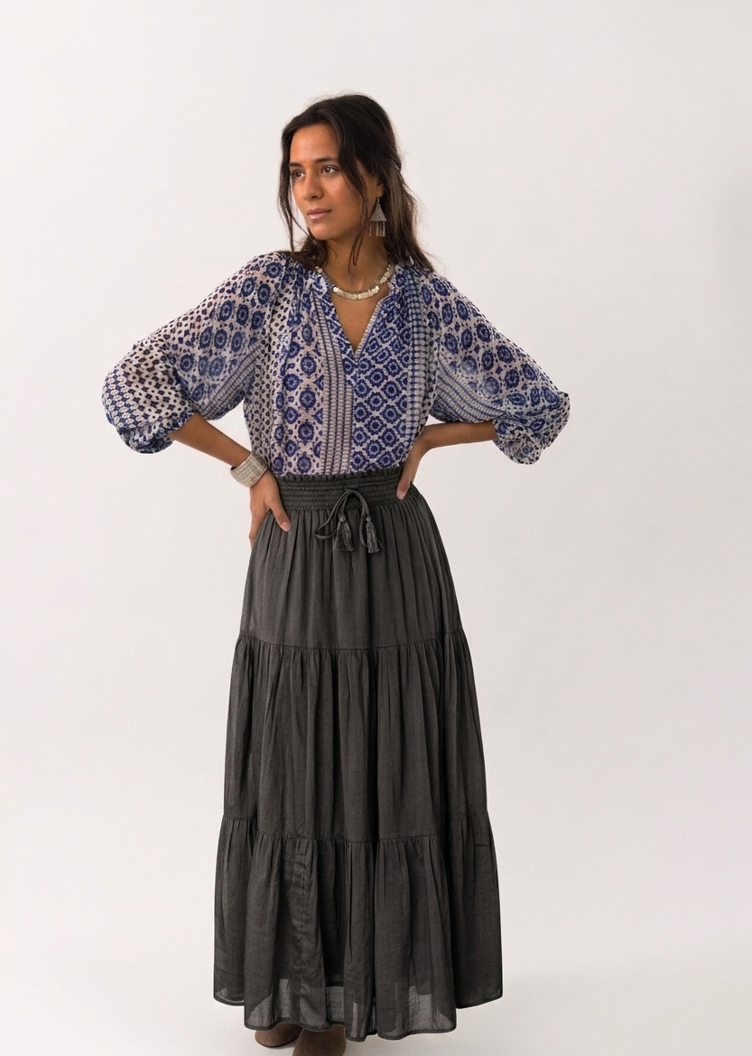 Diamond Maxi Skirt Washed Black