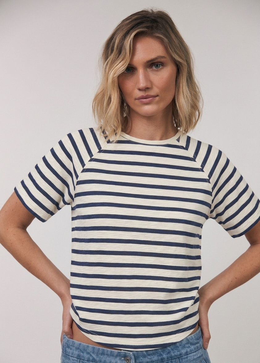 Liz Tee SS Dark Navy Stripe