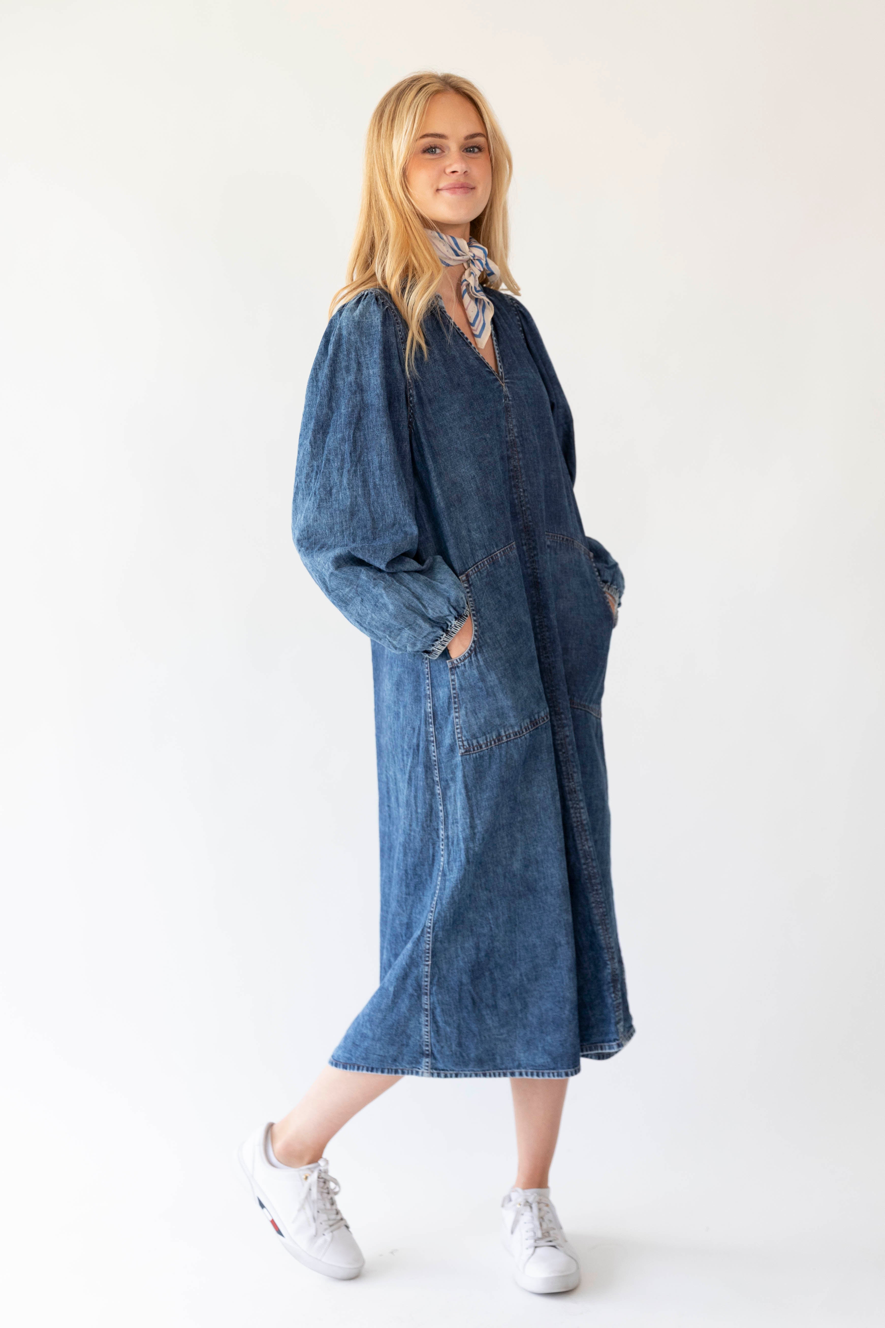 Paris Midi Dress Blue