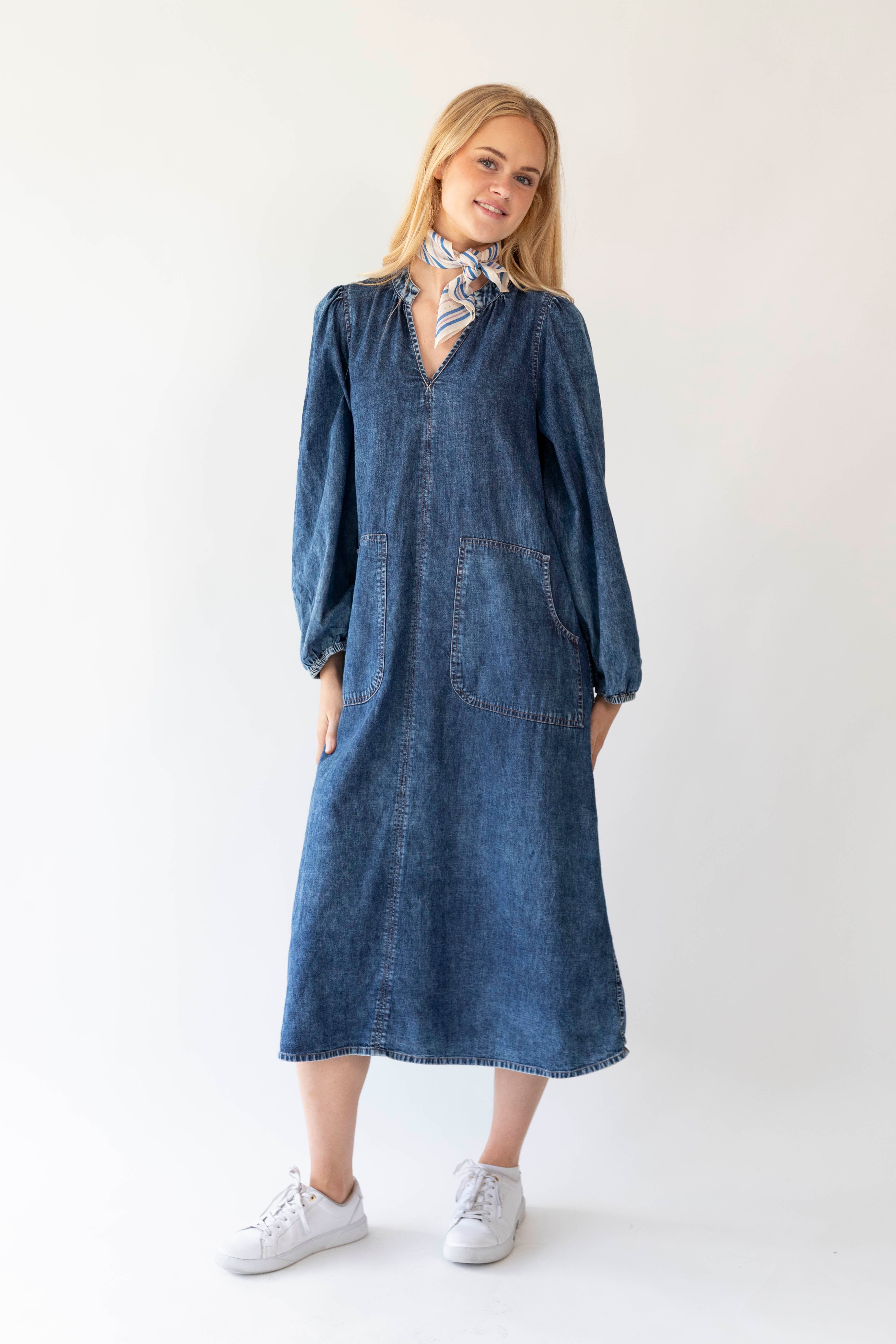 Paris Midi Dress Blue